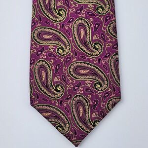 True Forum Tie Mens One Size Purple Paisley 100% Silk Handmade Necktie Jacquard